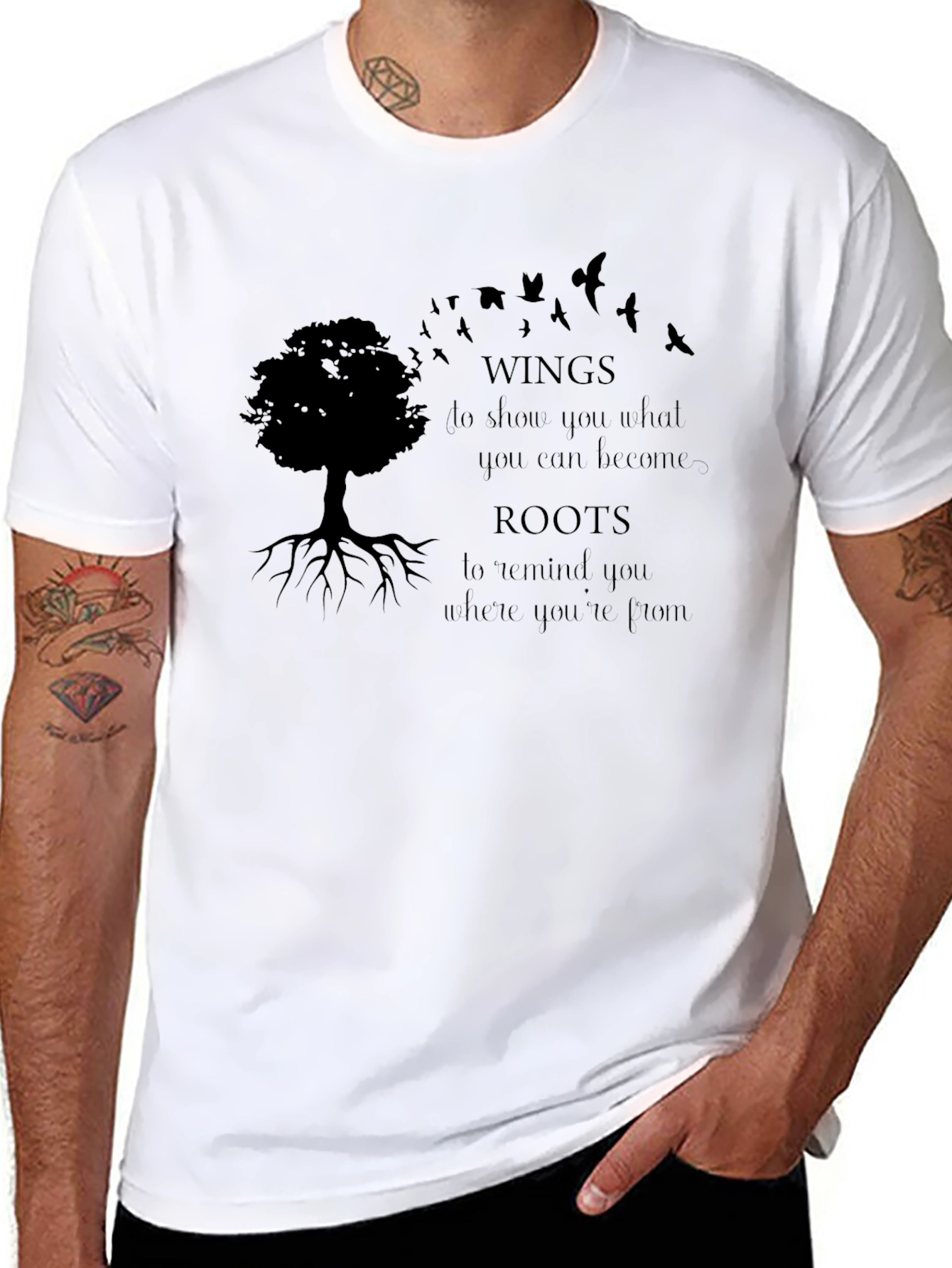 Wings & Roots Graphic T-Shirt - Inspiring Design