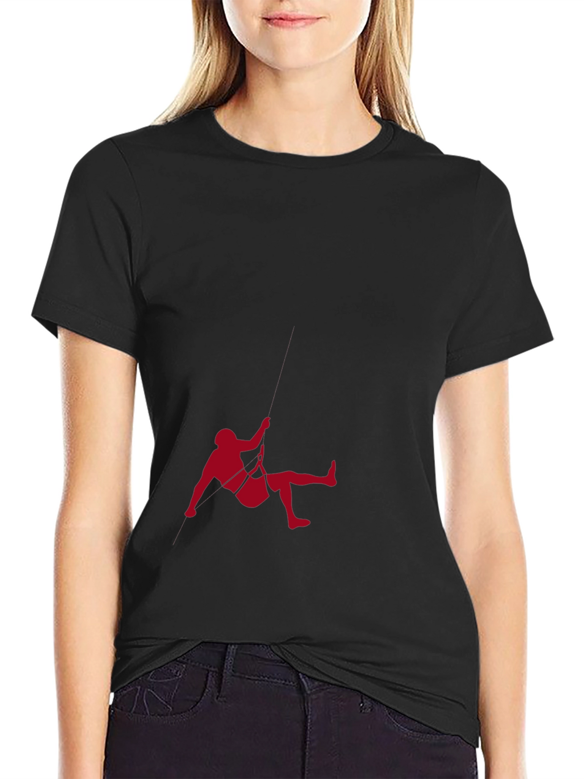 Black T-Shirt with Climbing Graphic