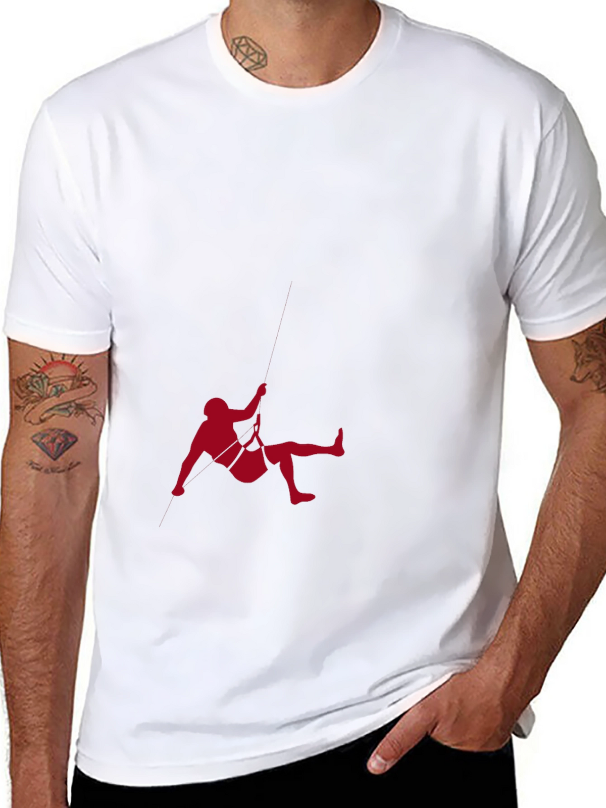Black T-Shirt with Climbing Graphic