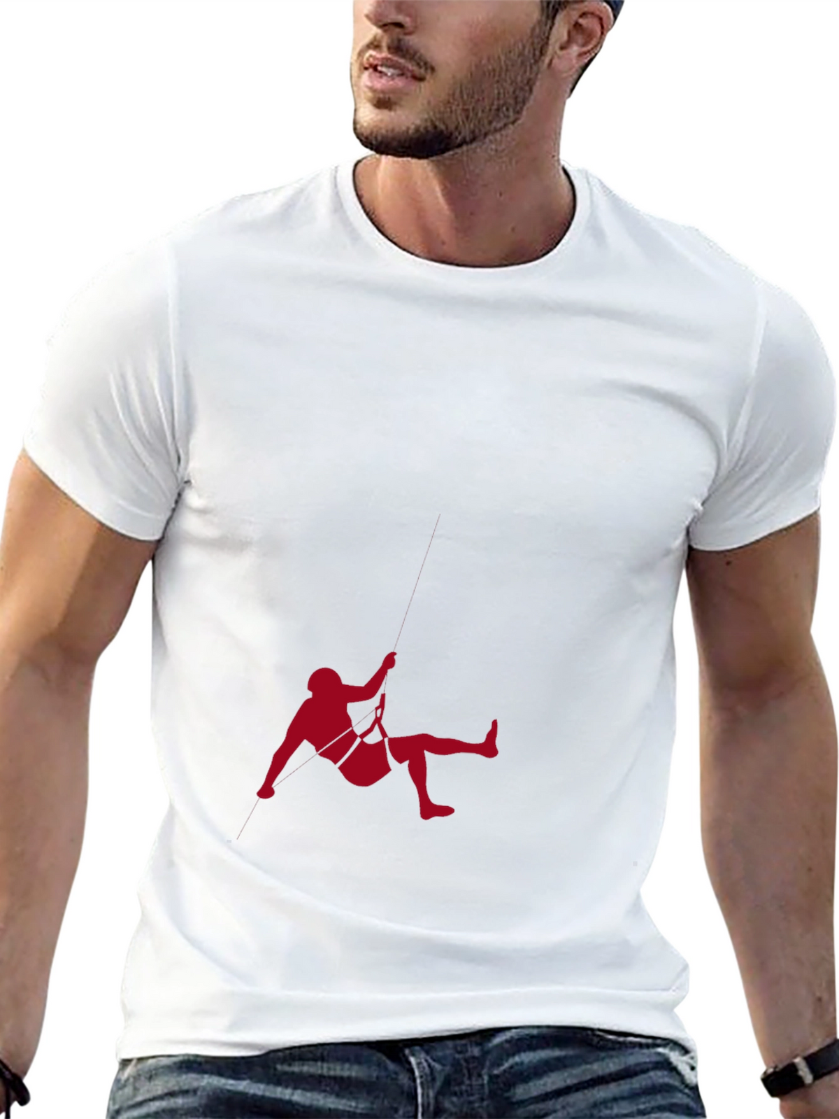 Black T-Shirt with Climbing Graphic