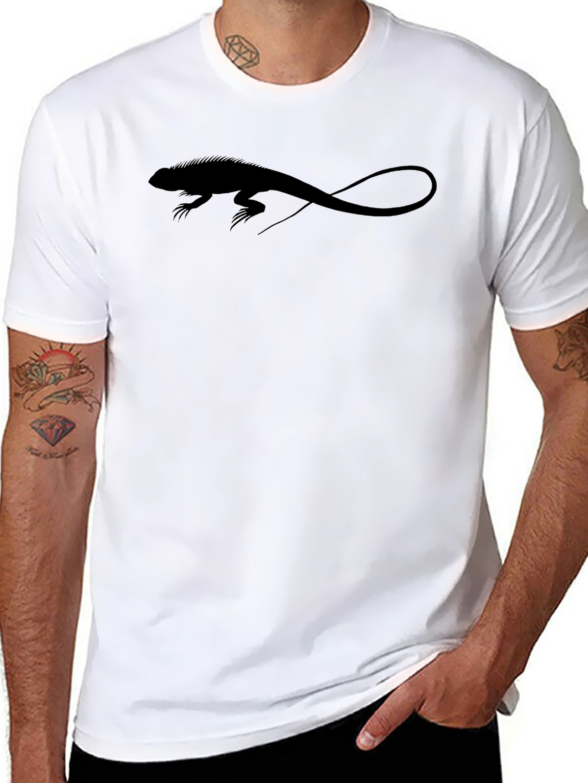 Iguana Silhouette Graphic Black T-Shirt
