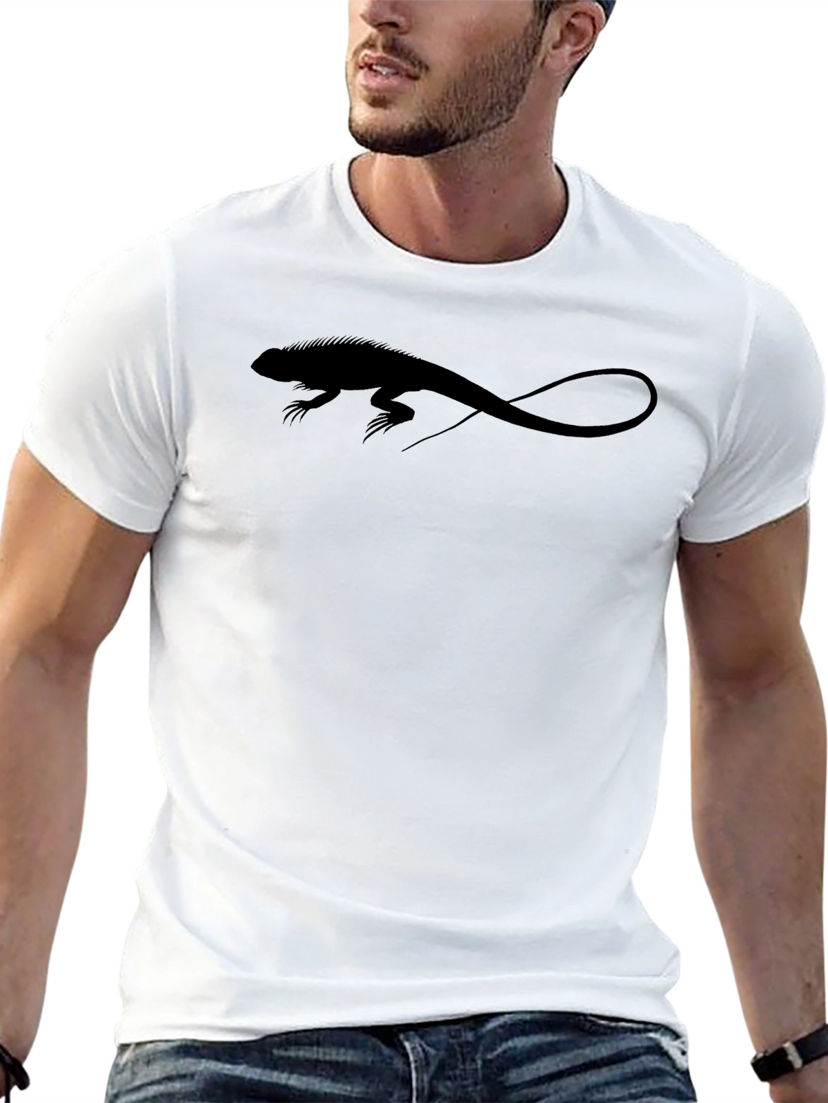 Iguana Silhouette Graphic Black T-Shirt