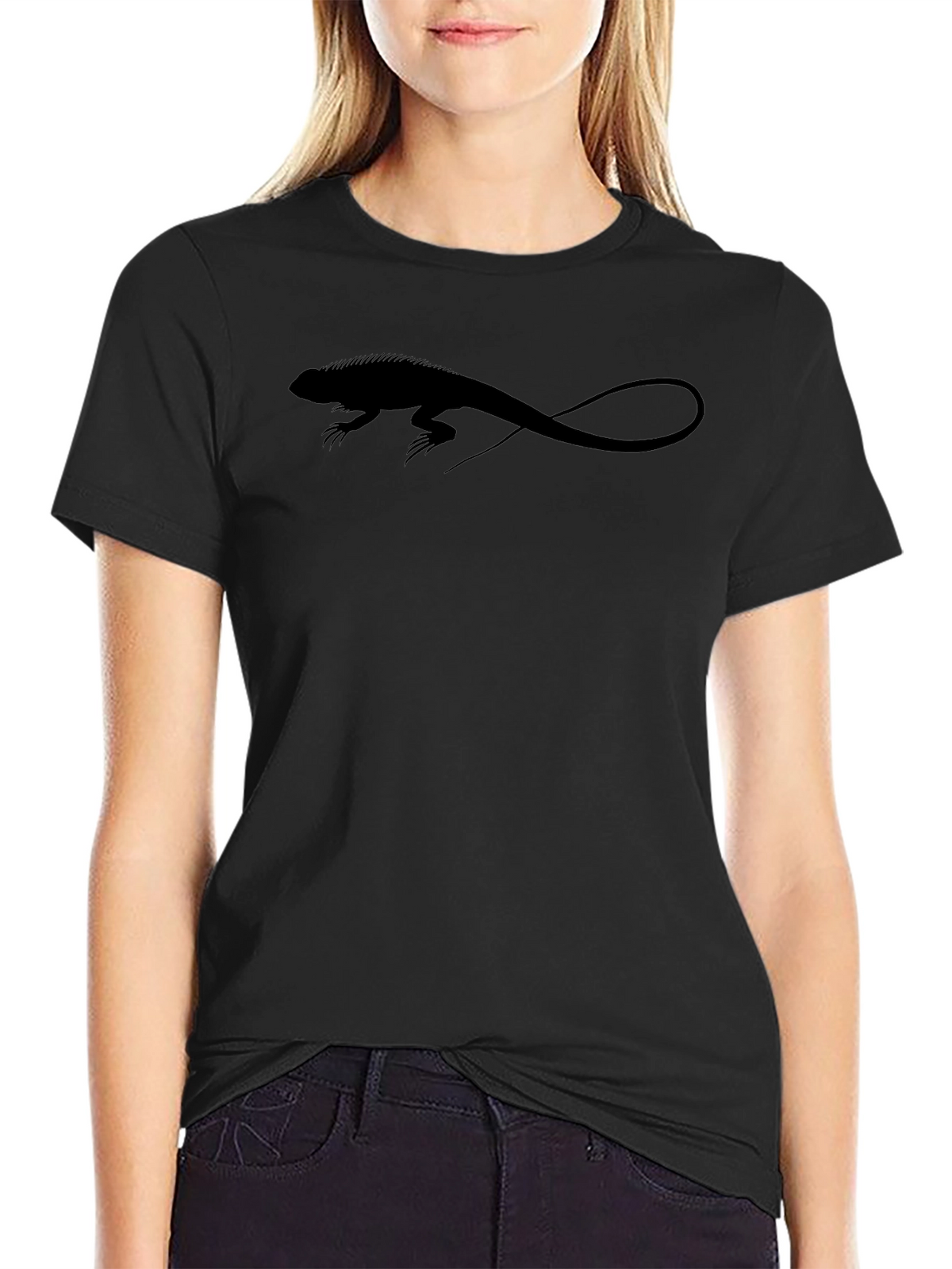 Iguana Silhouette Graphic Black T-Shirt