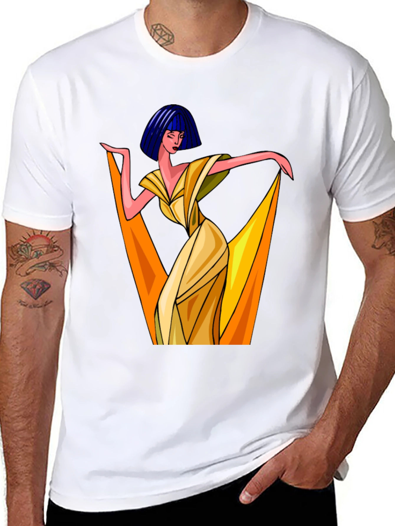Art Deco Woman Graphic Tee - Stylish Black T-Shirt