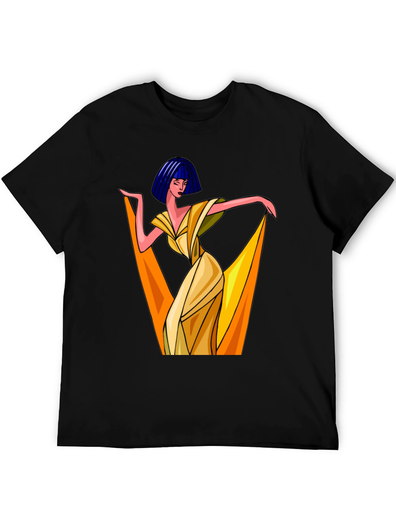 Art Deco Woman Graphic Tee - Stylish Black T-Shirt