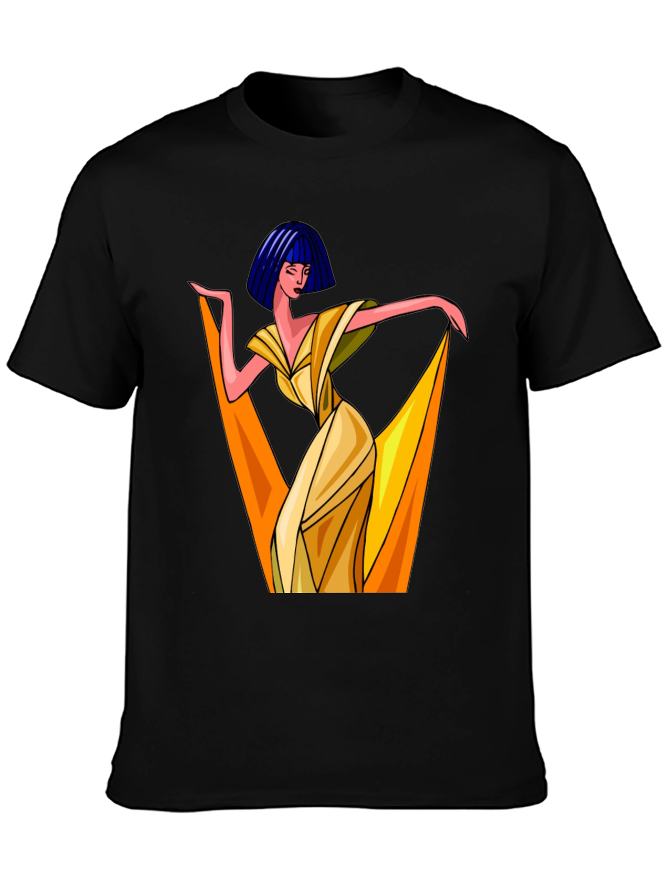 Art Deco Woman Graphic Tee - Stylish Black T-Shirt