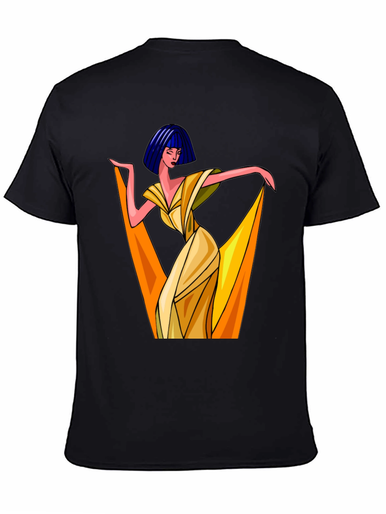 Art Deco Woman Graphic Tee - Stylish Black T-Shirt