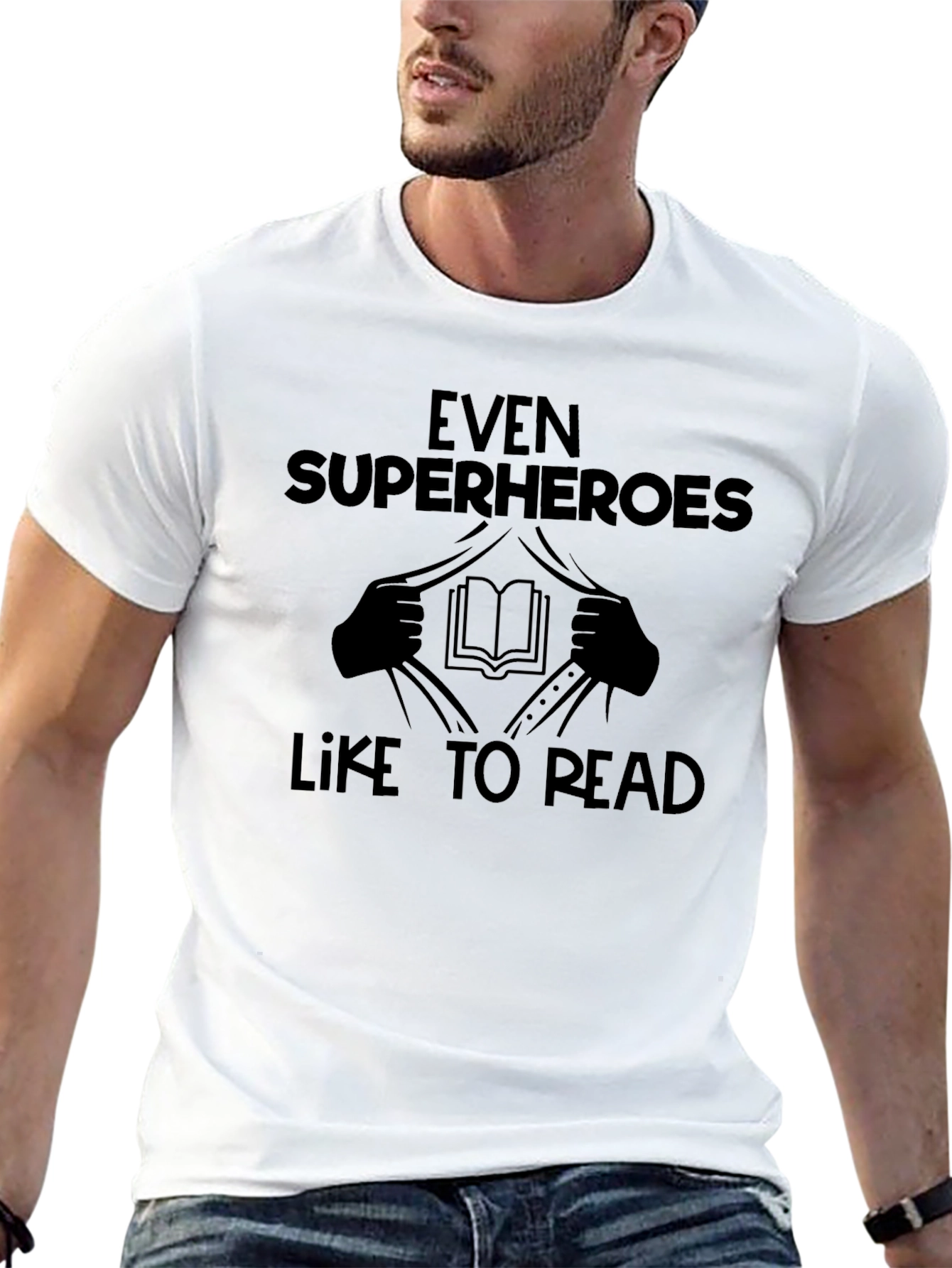 Superheroes Like to Read Black T-Shirt