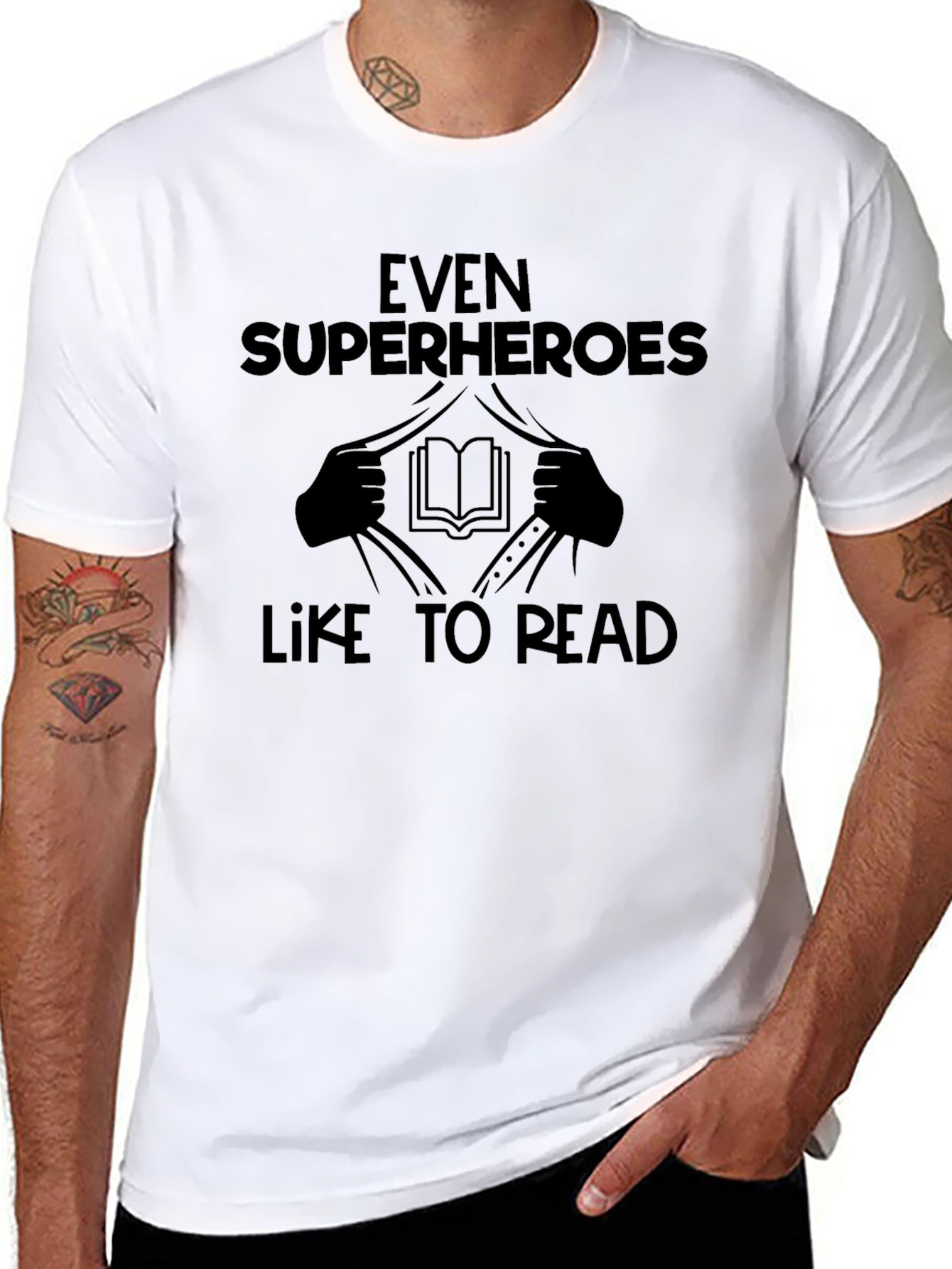 Superheroes Like to Read Black T-Shirt