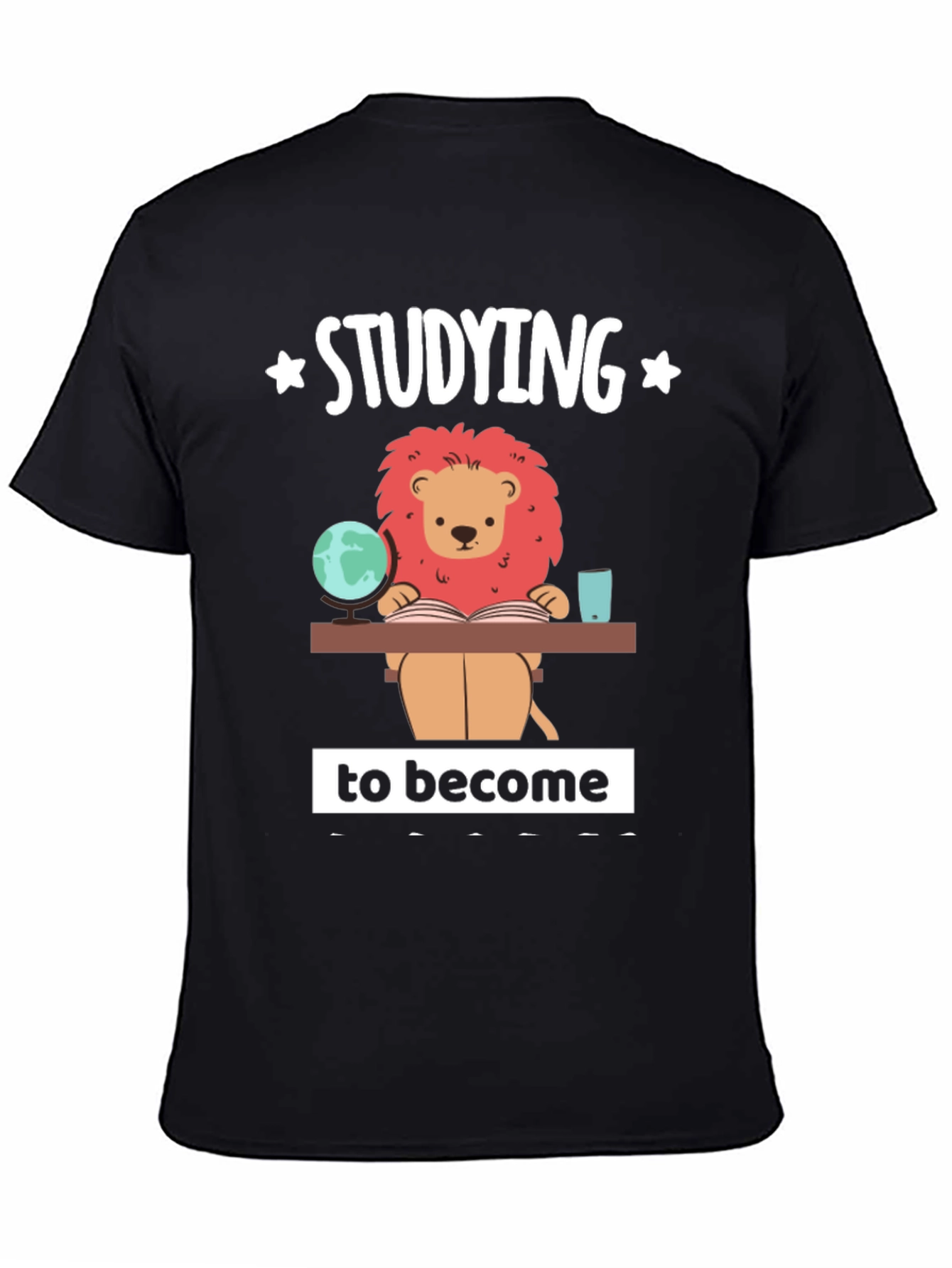 Studying Lion Graphic T-Shirt