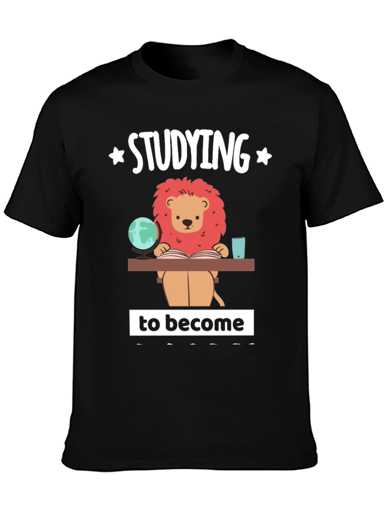Studying Lion Graphic T-Shirt