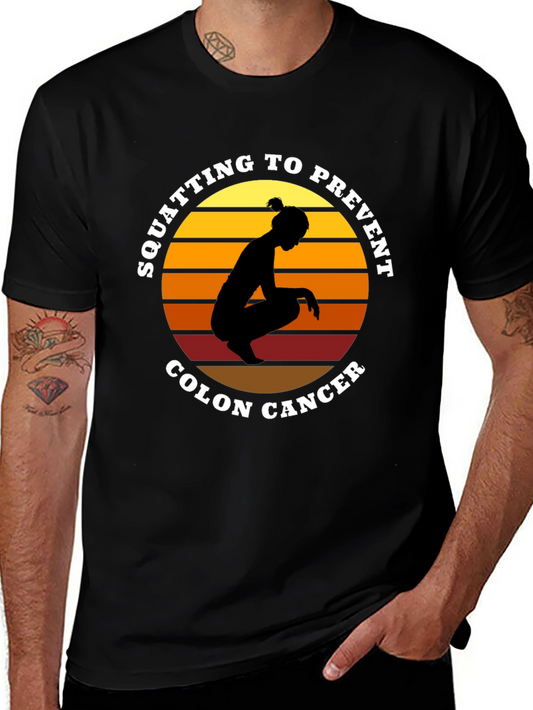 Squatting to Prevent Colon Cancer Black T-Shirt