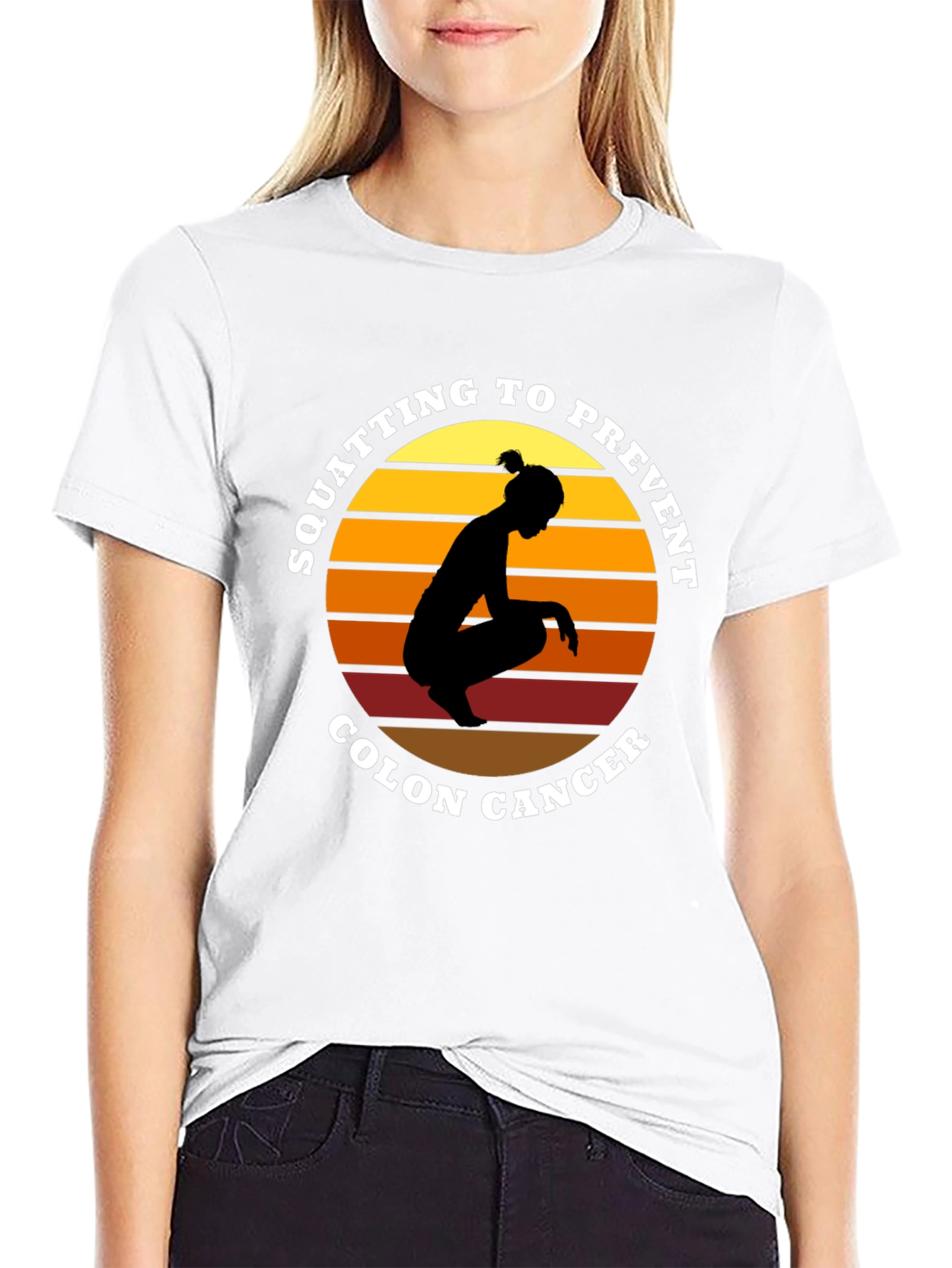 Squatting to Prevent Colon Cancer Black T-Shirt