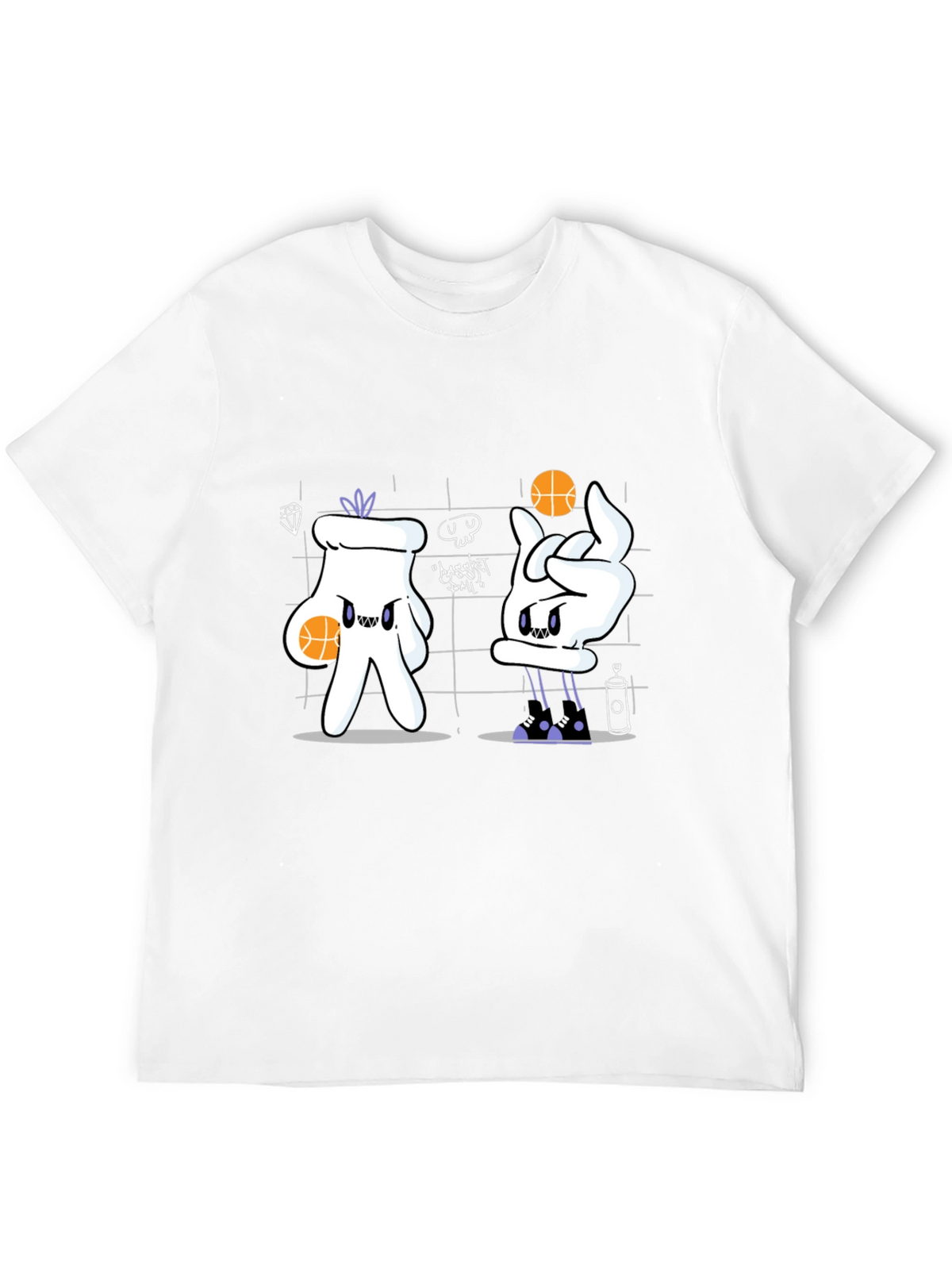 Basketball Cartoon Graphic Tee - Black