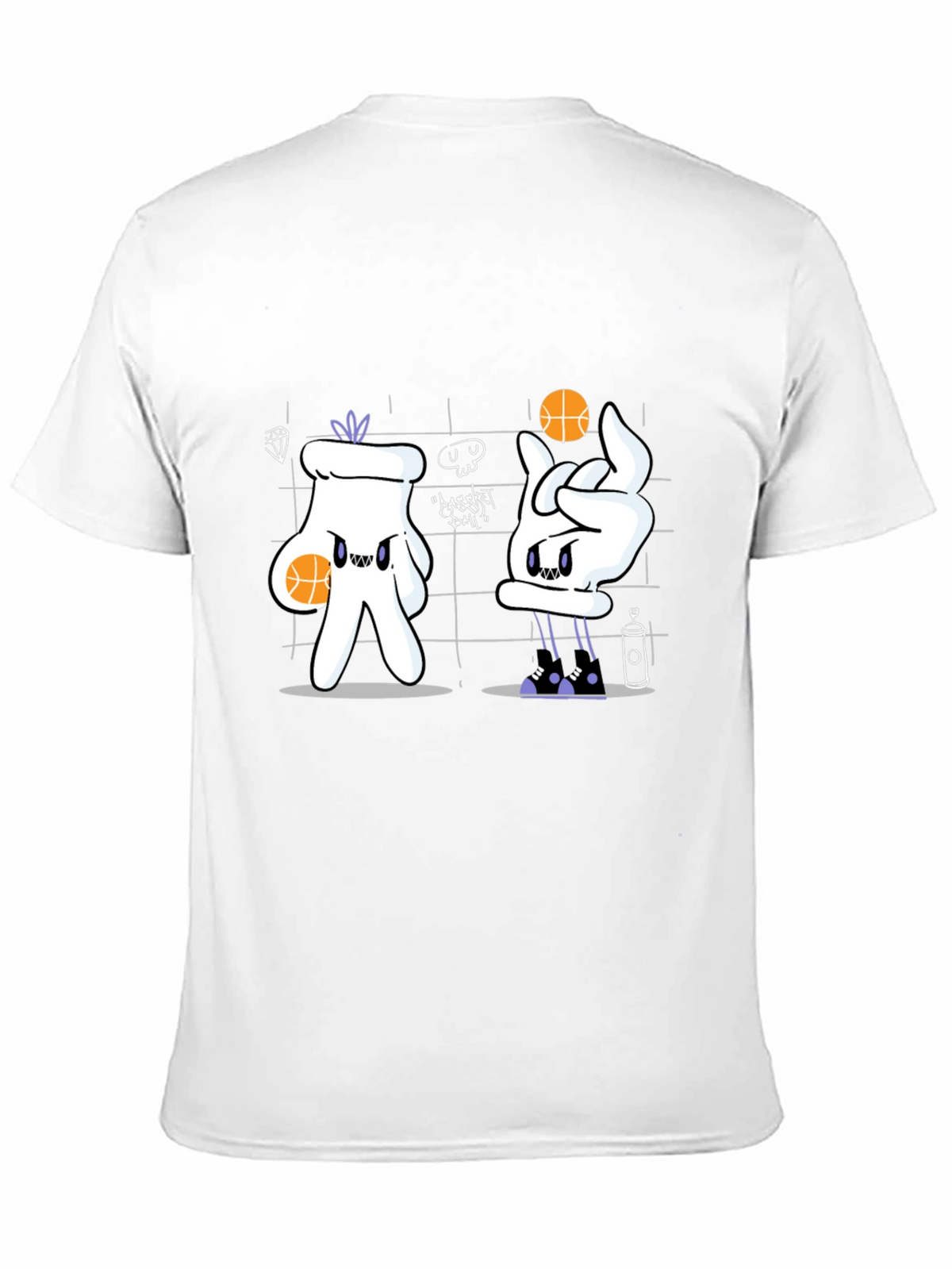 Basketball Cartoon Graphic Tee - Black