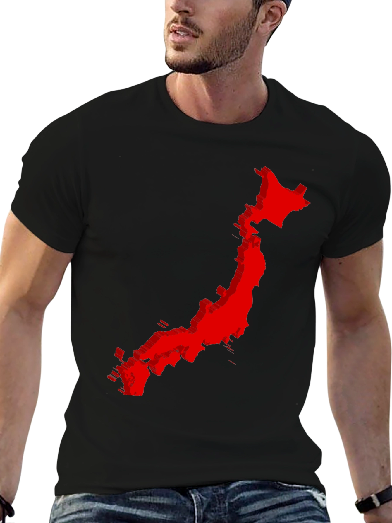 Japan Map Graphic Tee - Cool Black Shirt