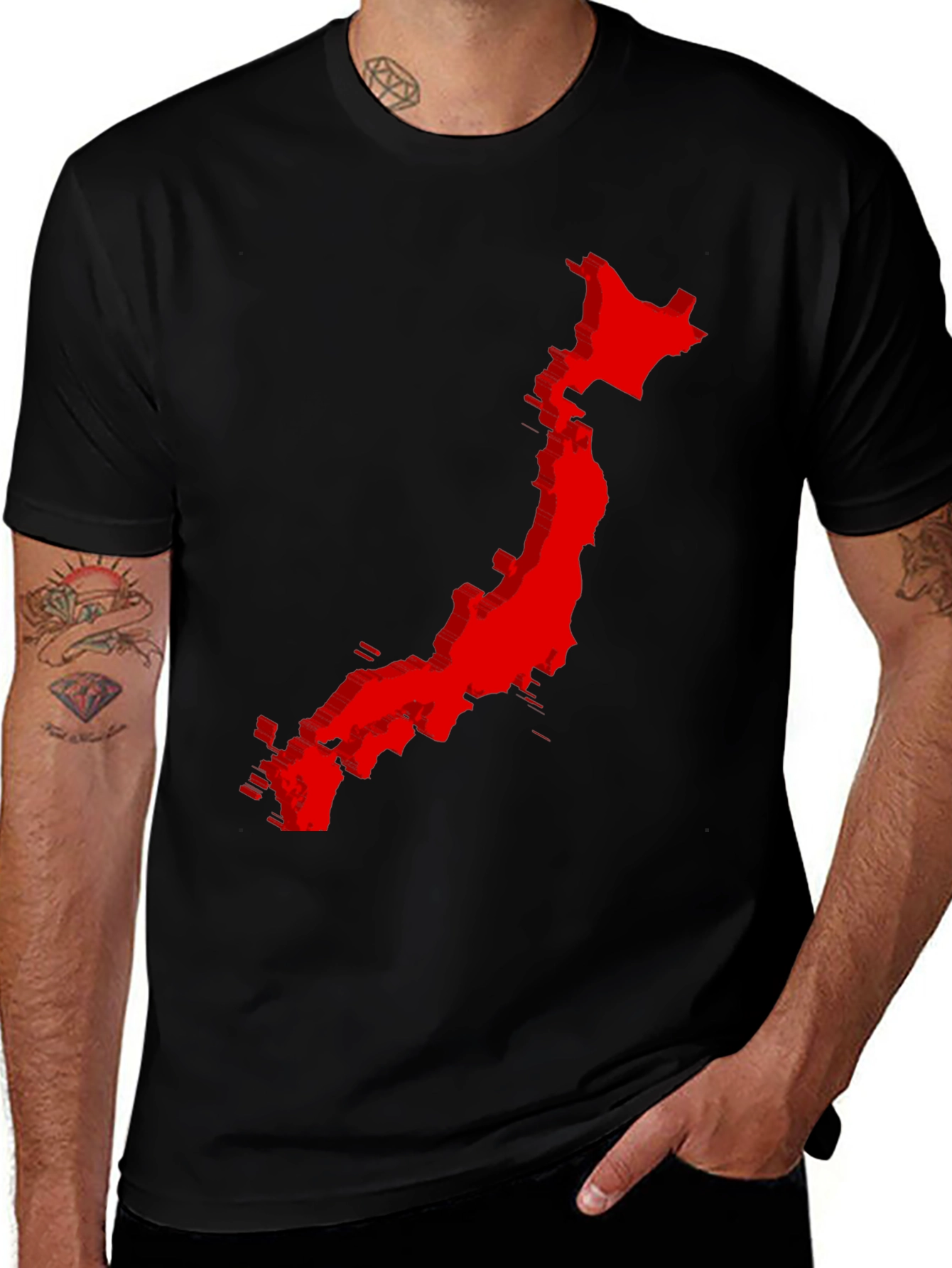 Japan Map Graphic Tee - Cool Black Shirt