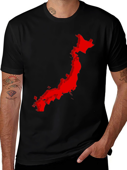Japan Map Graphic Tee - Cool Black Shirt