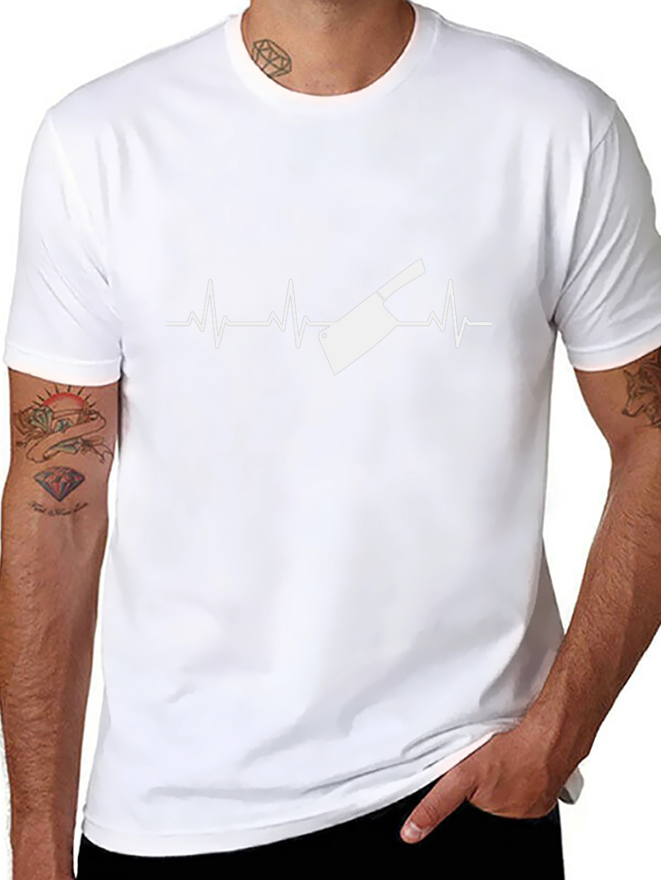Butcher Cleaver Heartbeat T-Shirt - Black