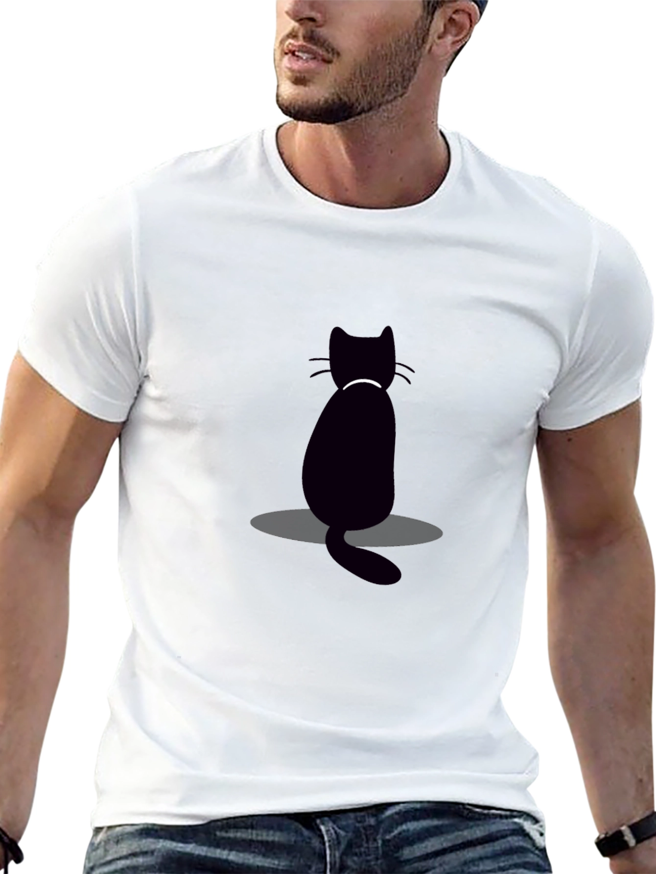 Black Cat Graphic Tee - Mens Casual T-Shirt