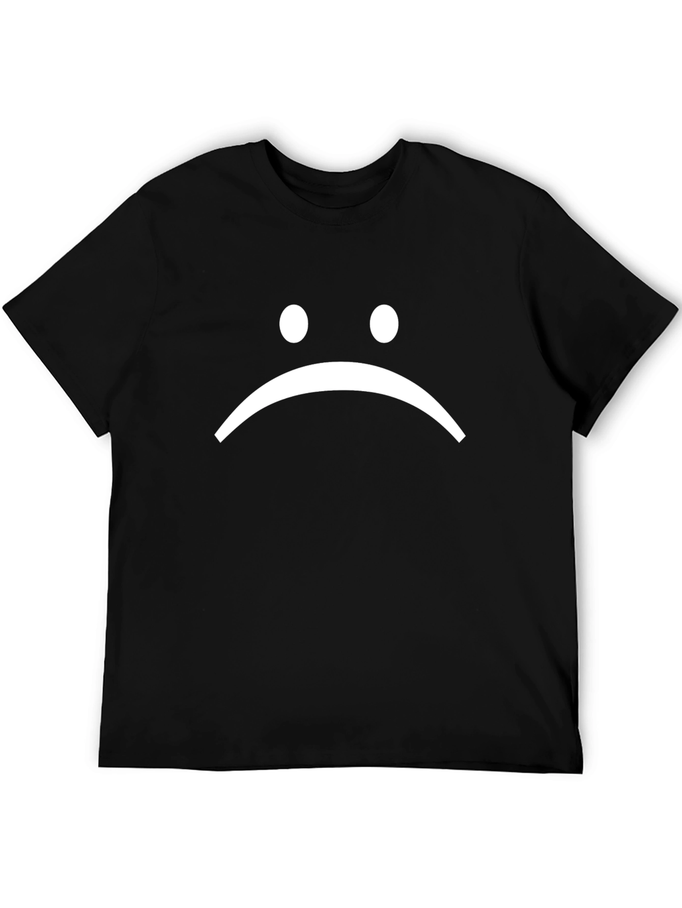 Sad Face Graphic Tee - Black Cotton T-Shirt