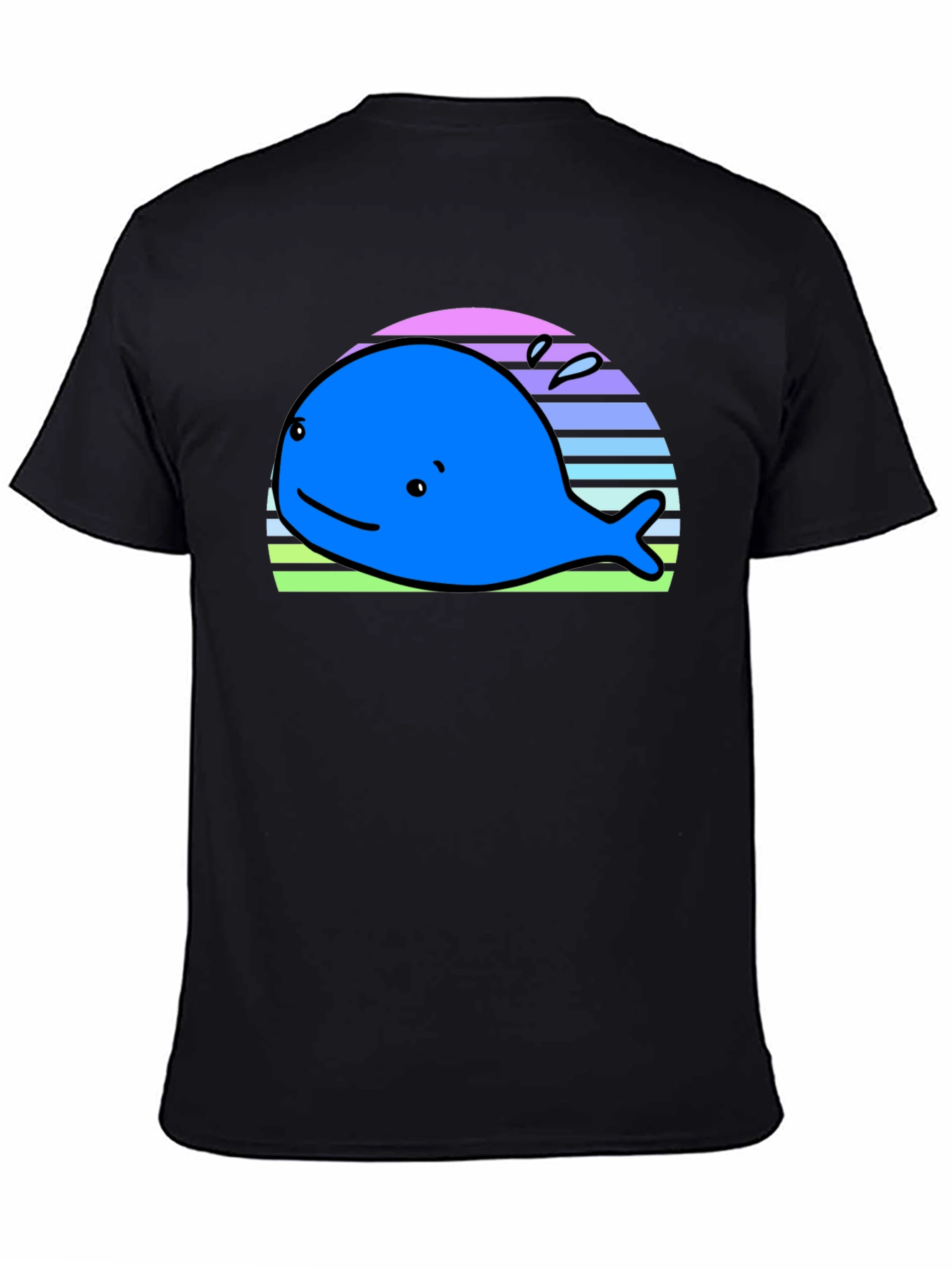 Cute Whale Graphic Tee - Black
