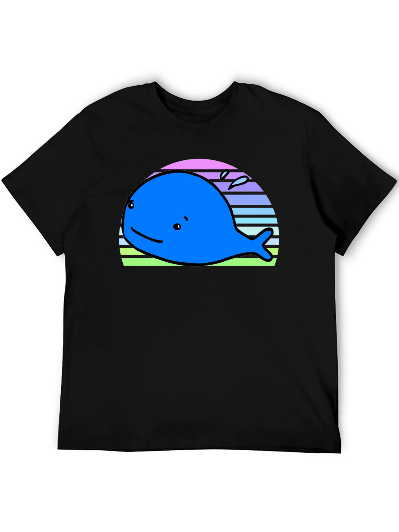 Cute Whale Graphic Tee - Black