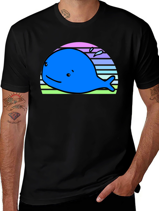 Cute Whale Graphic Tee - Black