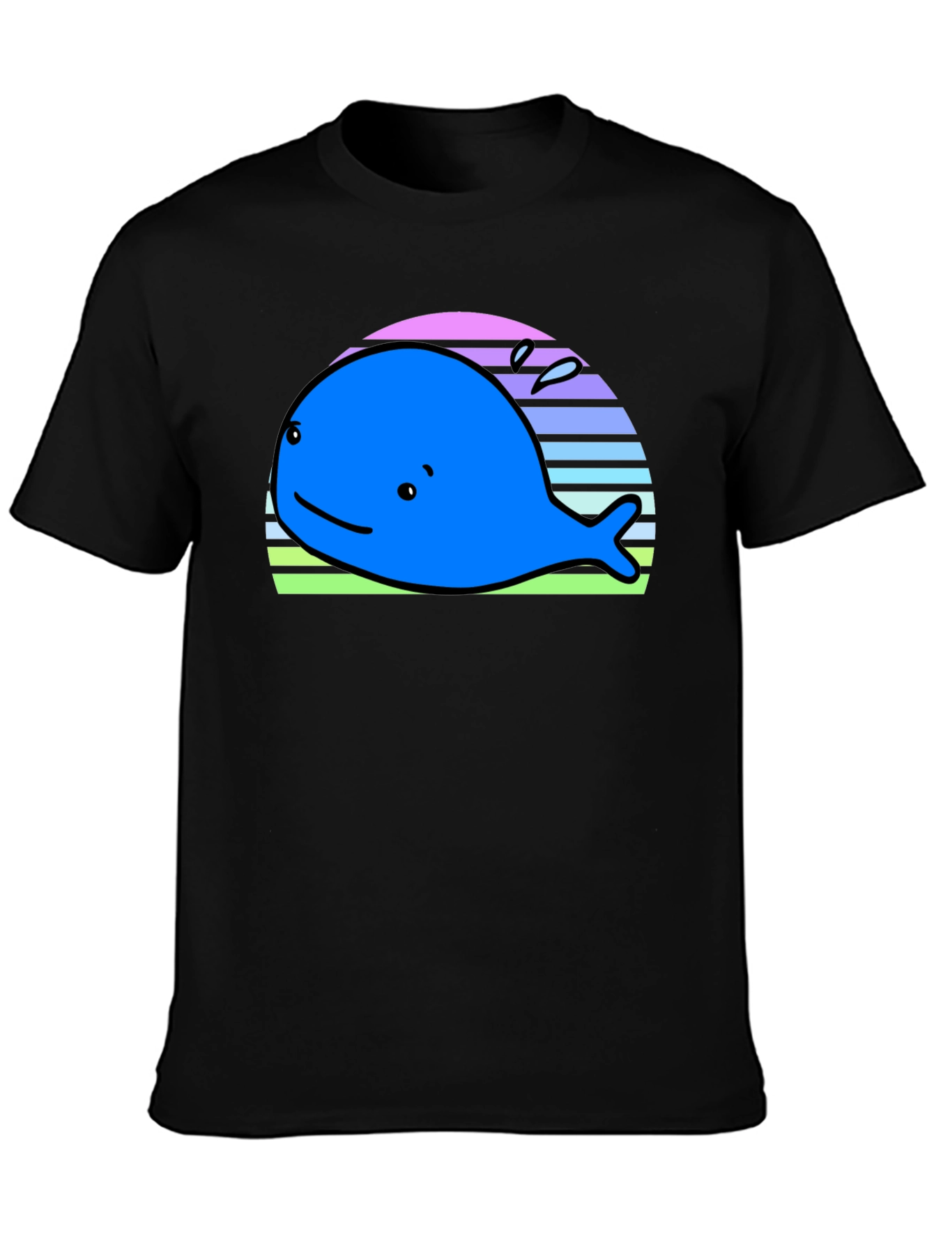 Cute Whale Graphic Tee - Black