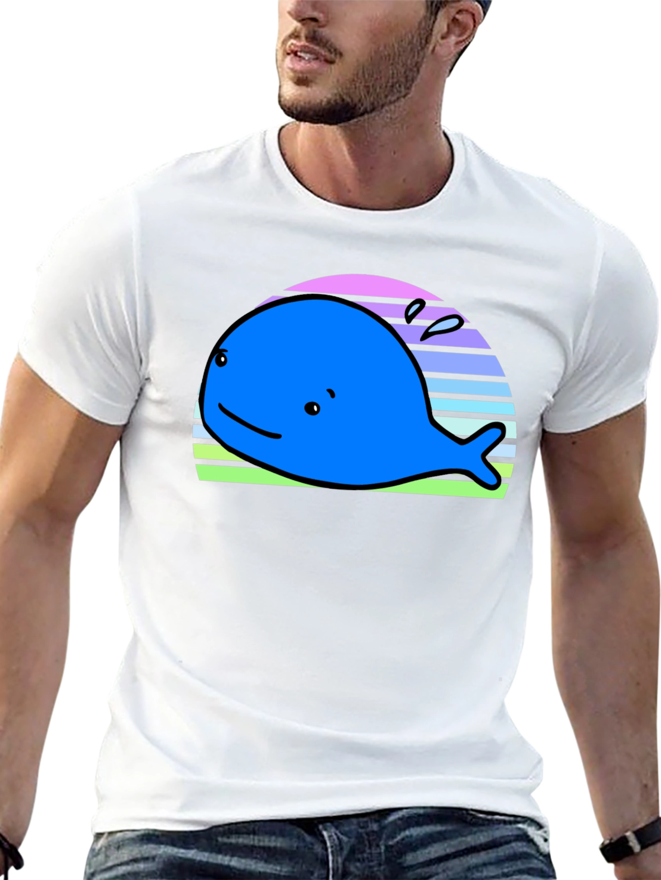 Cute Whale Graphic Tee - Black