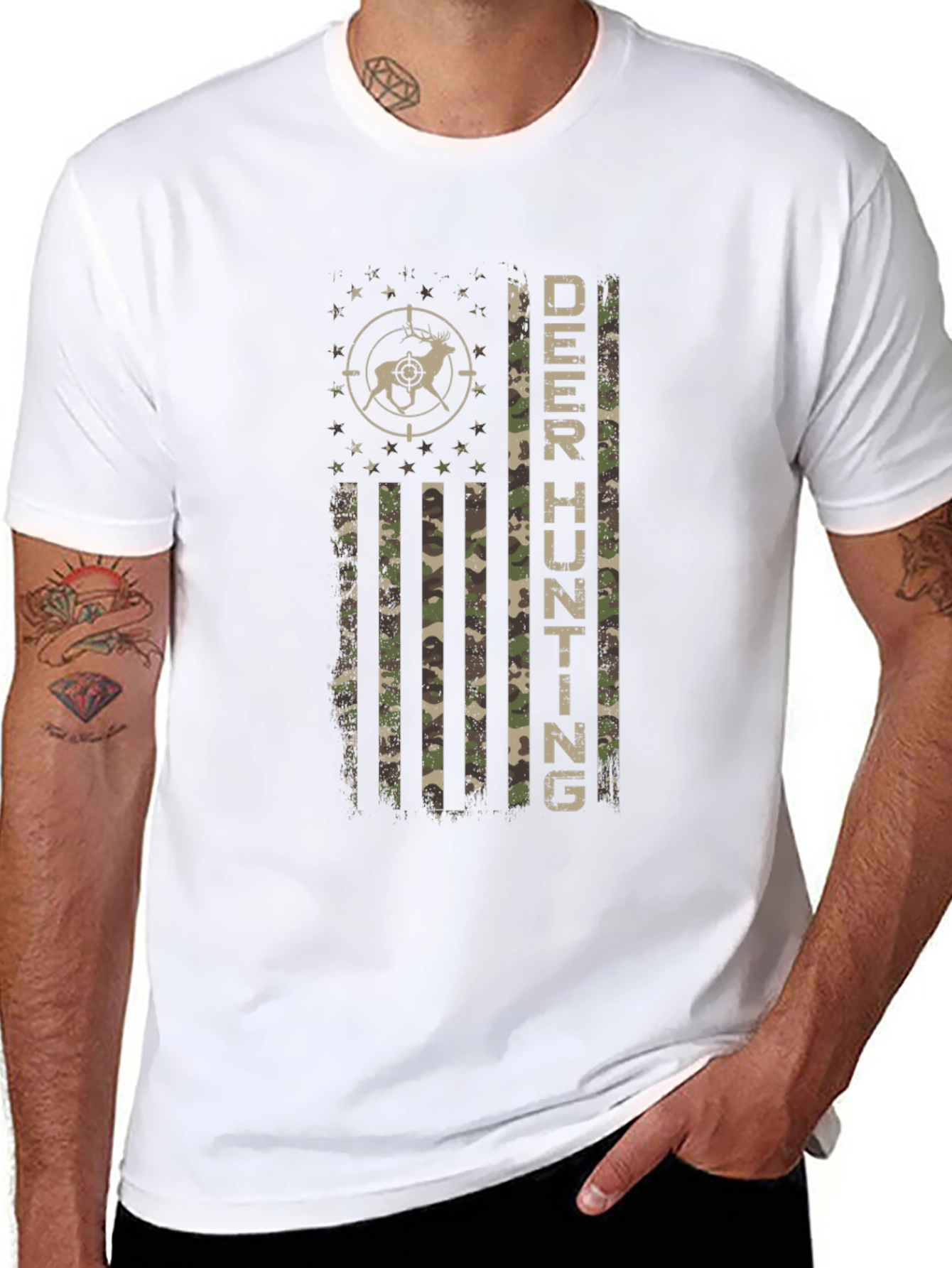 Deer Hunting Camo Flag T-Shirt