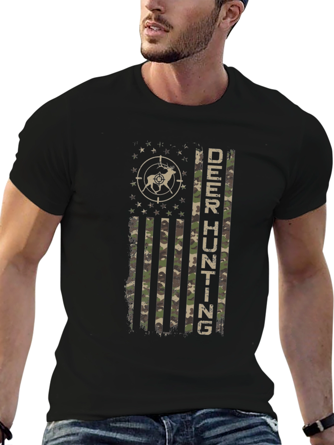 Deer Hunting Camo Flag T-Shirt