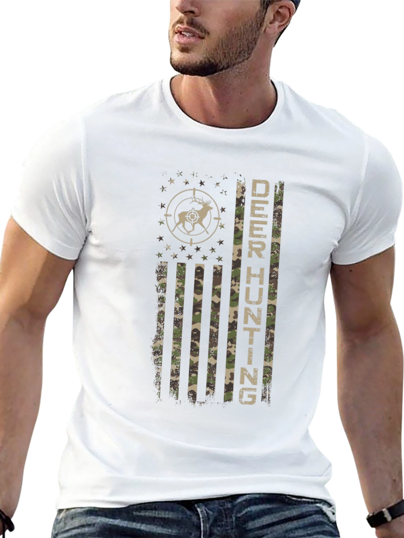 Deer Hunting Camo Flag T-Shirt