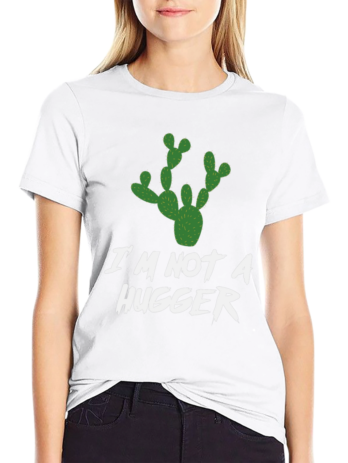 Im Not A Hugger T-Shirt Cactus Graphic Novelty Tee
