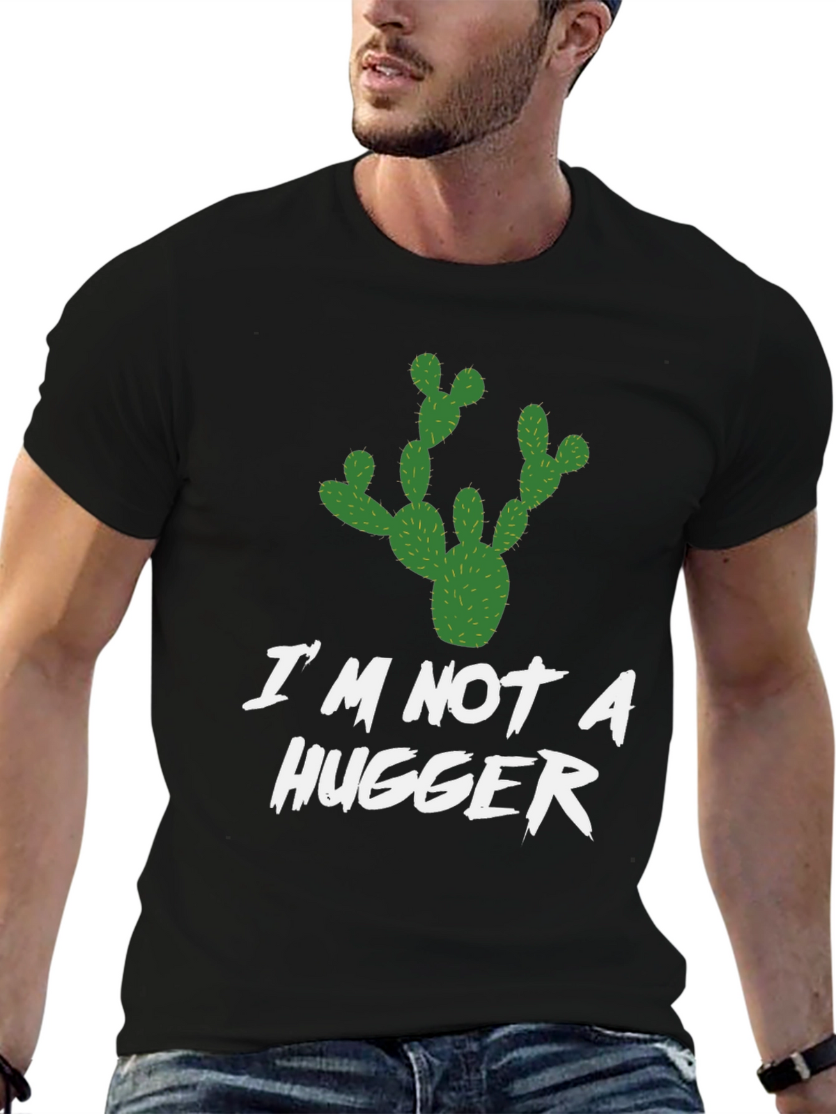 Im Not A Hugger T-Shirt Cactus Graphic Novelty Tee