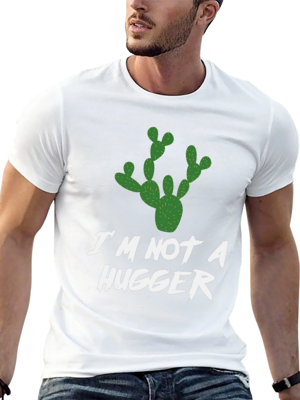 Im Not A Hugger T-Shirt Cactus Graphic Novelty Tee