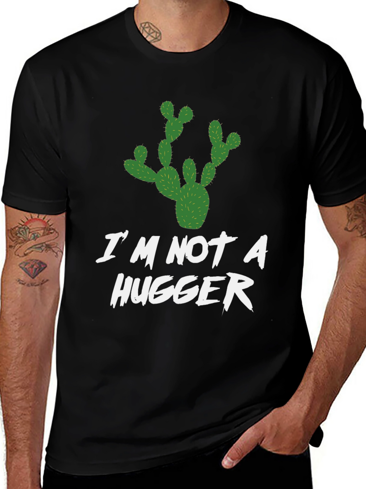 Im Not A Hugger T-Shirt Cactus Graphic Novelty Tee