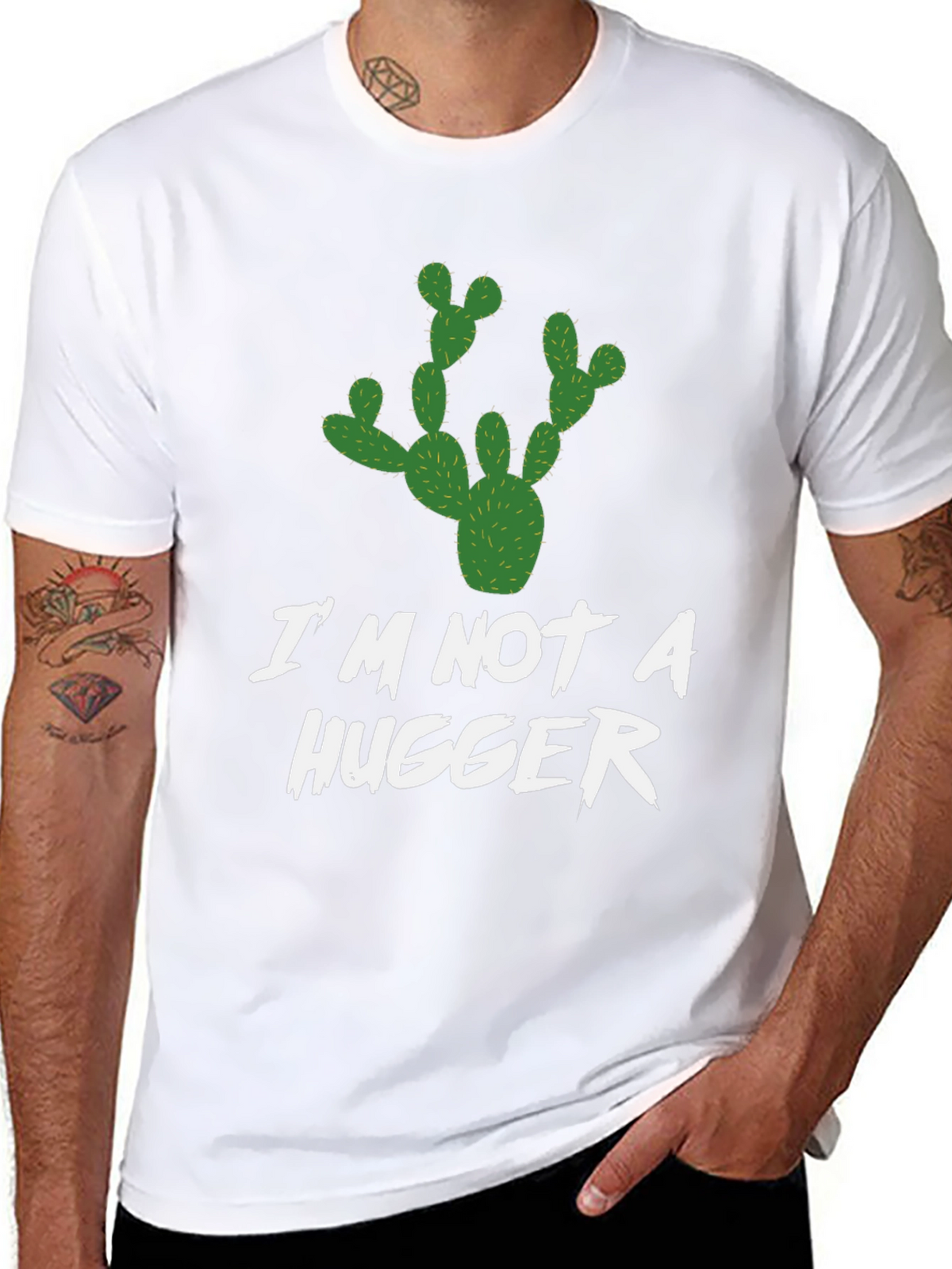 Im Not A Hugger T-Shirt Cactus Graphic Novelty Tee