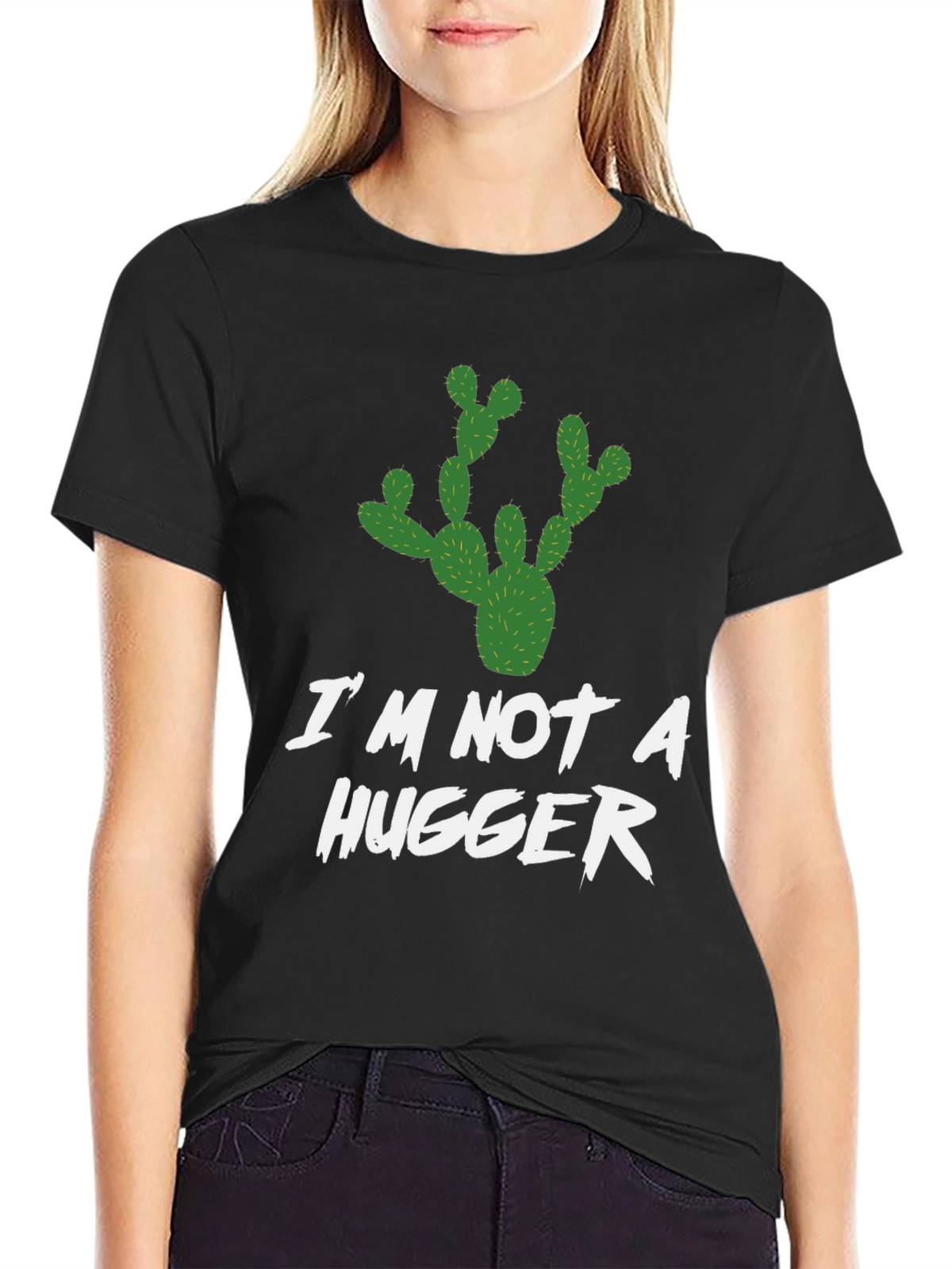 Im Not A Hugger T-Shirt Cactus Graphic Novelty Tee