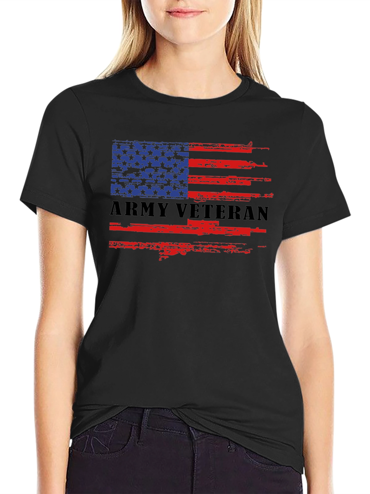 Army Veteran American Flag Graphic T-Shirt