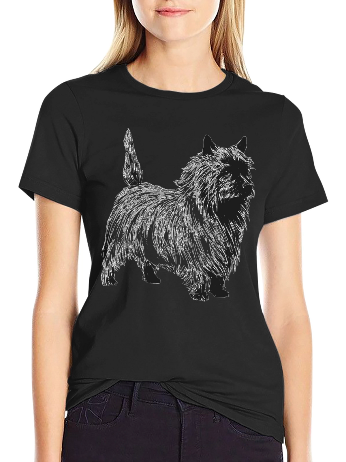 Dog Sketch Graphic T-Shirt - Unisex Black Tee