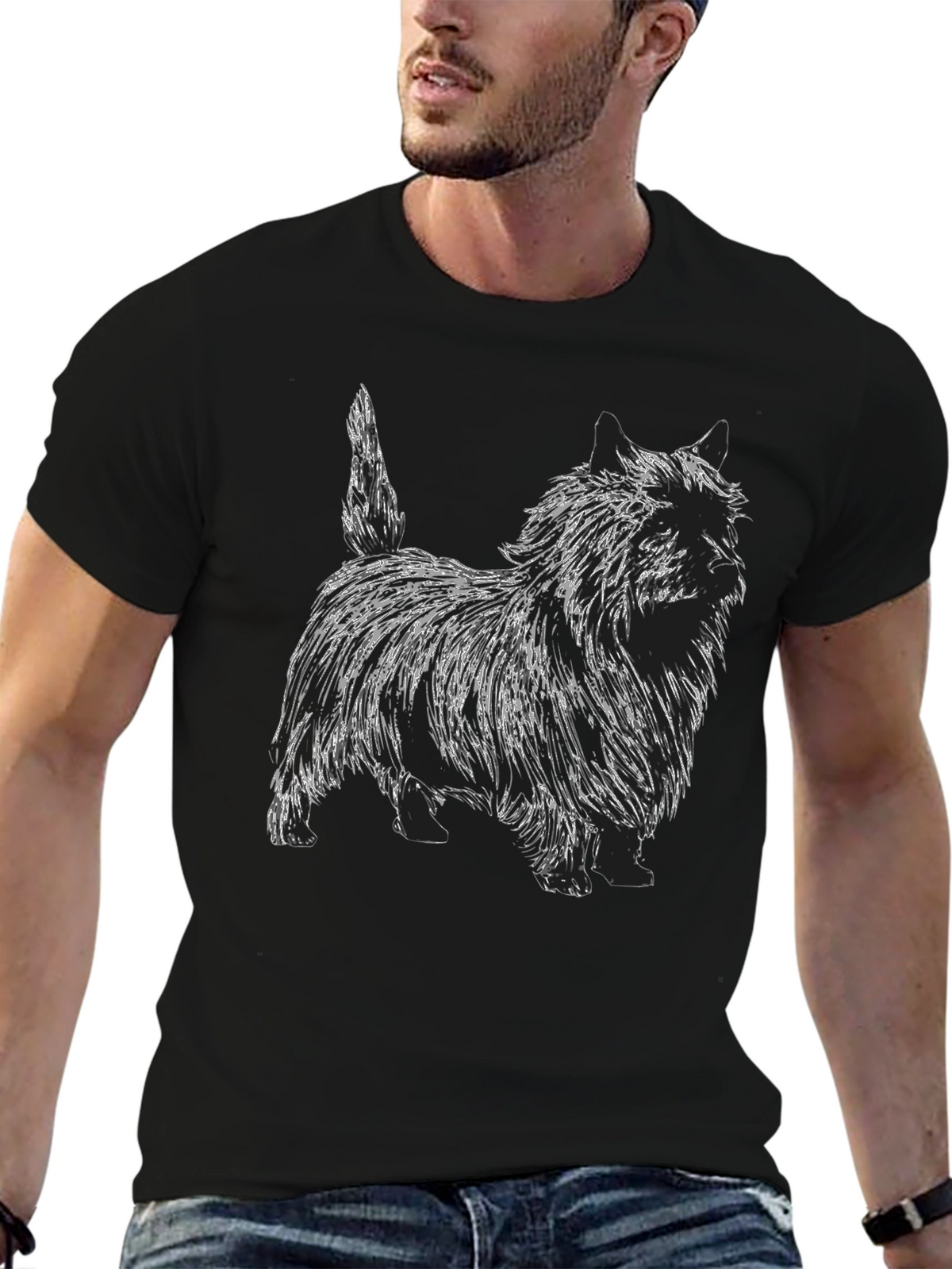 Dog Sketch Graphic T-Shirt - Unisex Black Tee