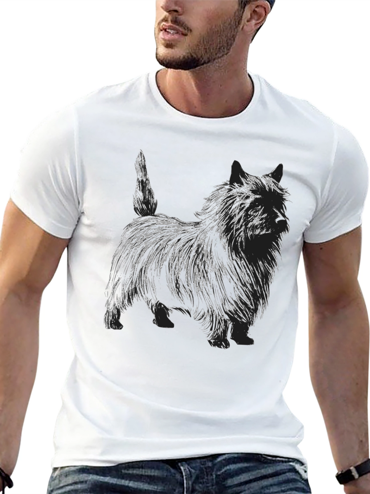 Dog Sketch Graphic T-Shirt - Unisex Black Tee