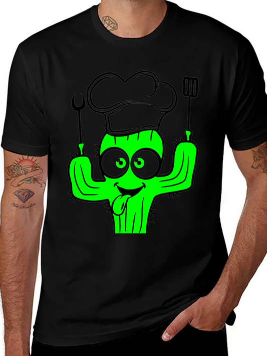 Chef Cactus Black T-Shirt - Funny Cook Graphic Tee