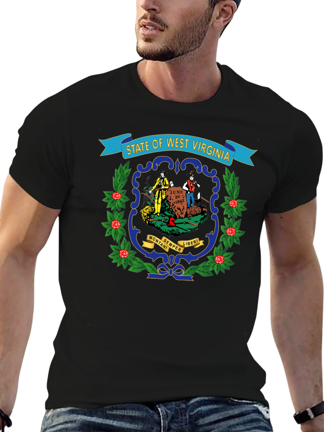 West Virginia State Seal Black T-Shirt