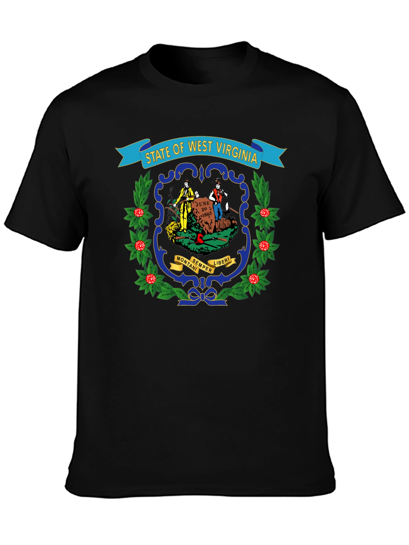 West Virginia State Seal Black T-Shirt