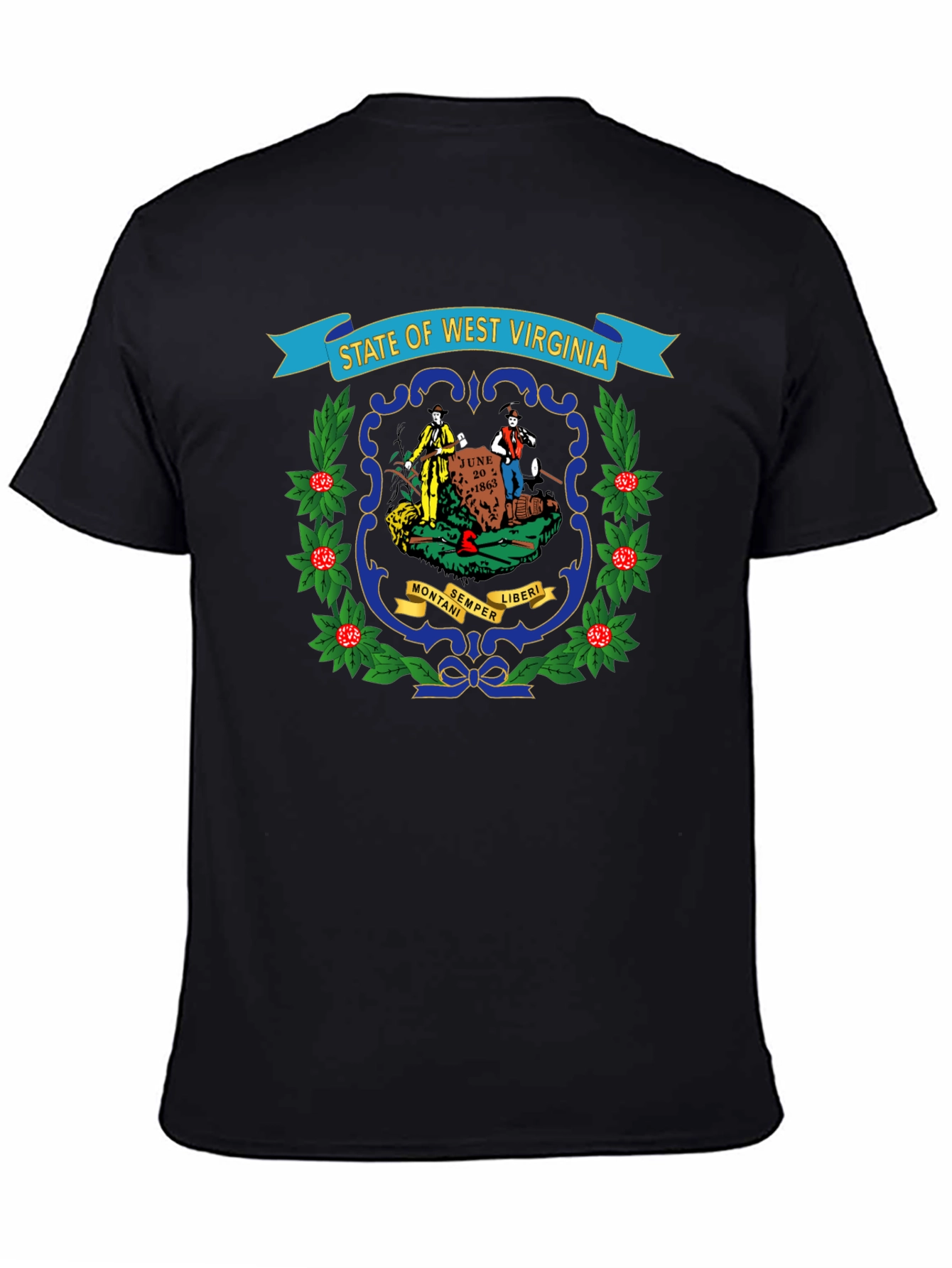 West Virginia State Seal Black T-Shirt