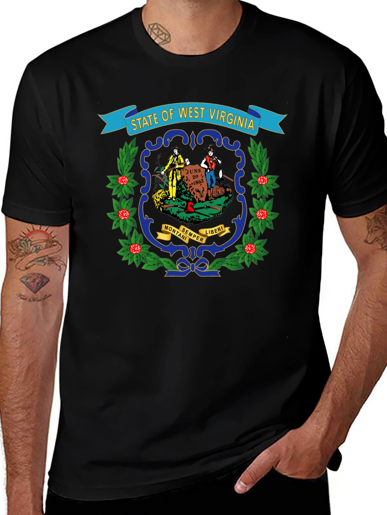 West Virginia State Seal Black T-Shirt