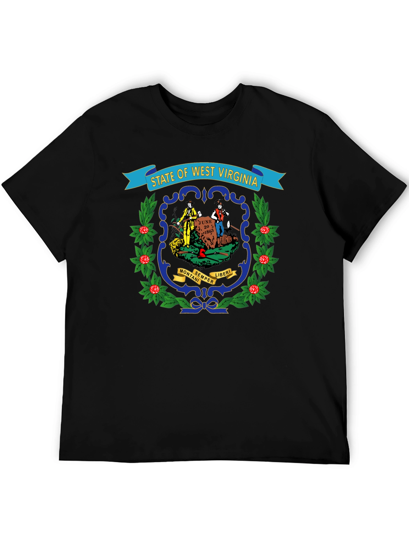 West Virginia State Seal Black T-Shirt