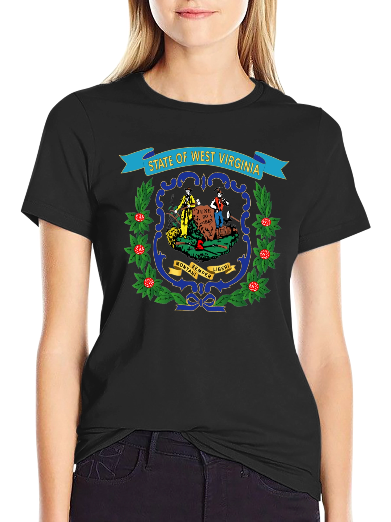 West Virginia State Seal Black T-Shirt